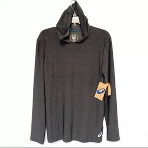 Asics Hooded Jersey Pull Over Men's Size S Soft Lightweight Heathered Grey